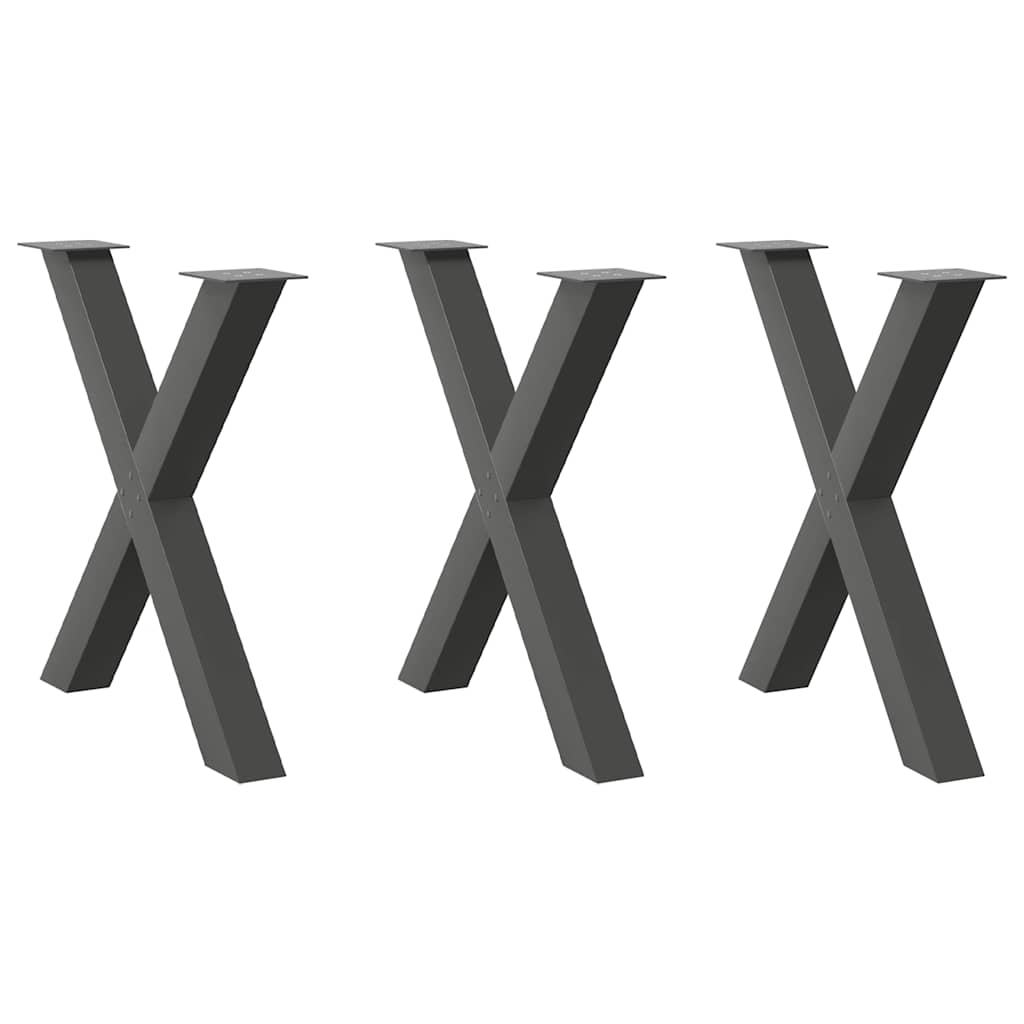 Esstischbeine X-Form 3er-Set Anthrazit
