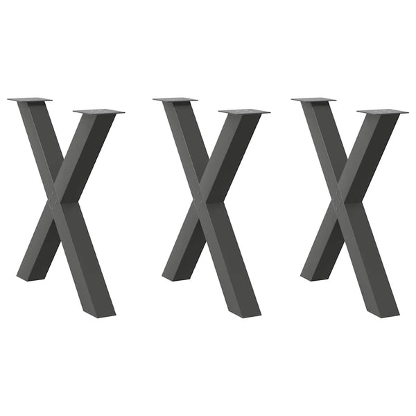 Esstischbeine X-Form 3er-Set Anthrazit