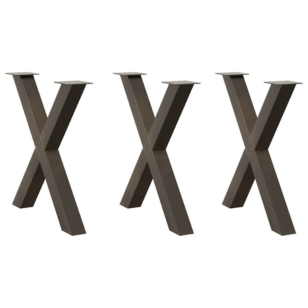 vidaXL Pieds de table à manger en X 3 pcs Acier naturel 80x(72-73) cm Acier