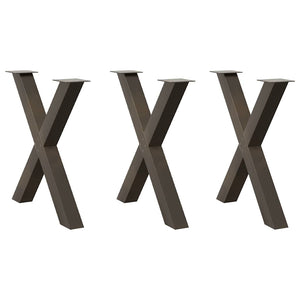 vidaXL Pieds de table à manger en X 3 pcs Acier naturel 80x(72-73) cm Acier