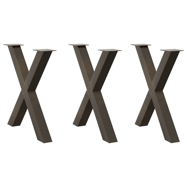 vidaXL Pieds de table à manger en X 3 pcs Acier naturel 80x(72-73) cm Acier