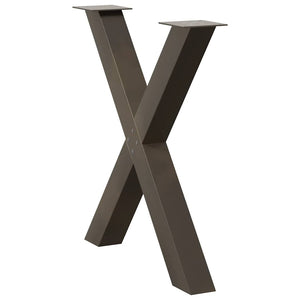 vidaXL Pieds de table à manger en X 3 pcs Acier naturel 80x(72-73) cm Acier
