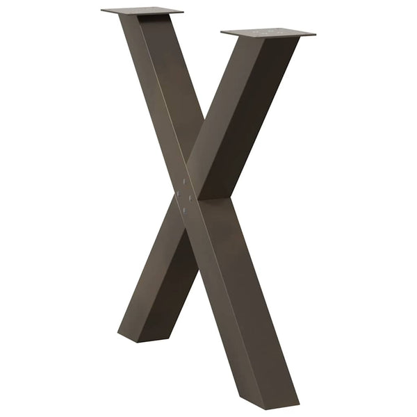 vidaXL Pieds de table à manger en X 3 pcs Acier naturel 80x(72-73) cm Acier