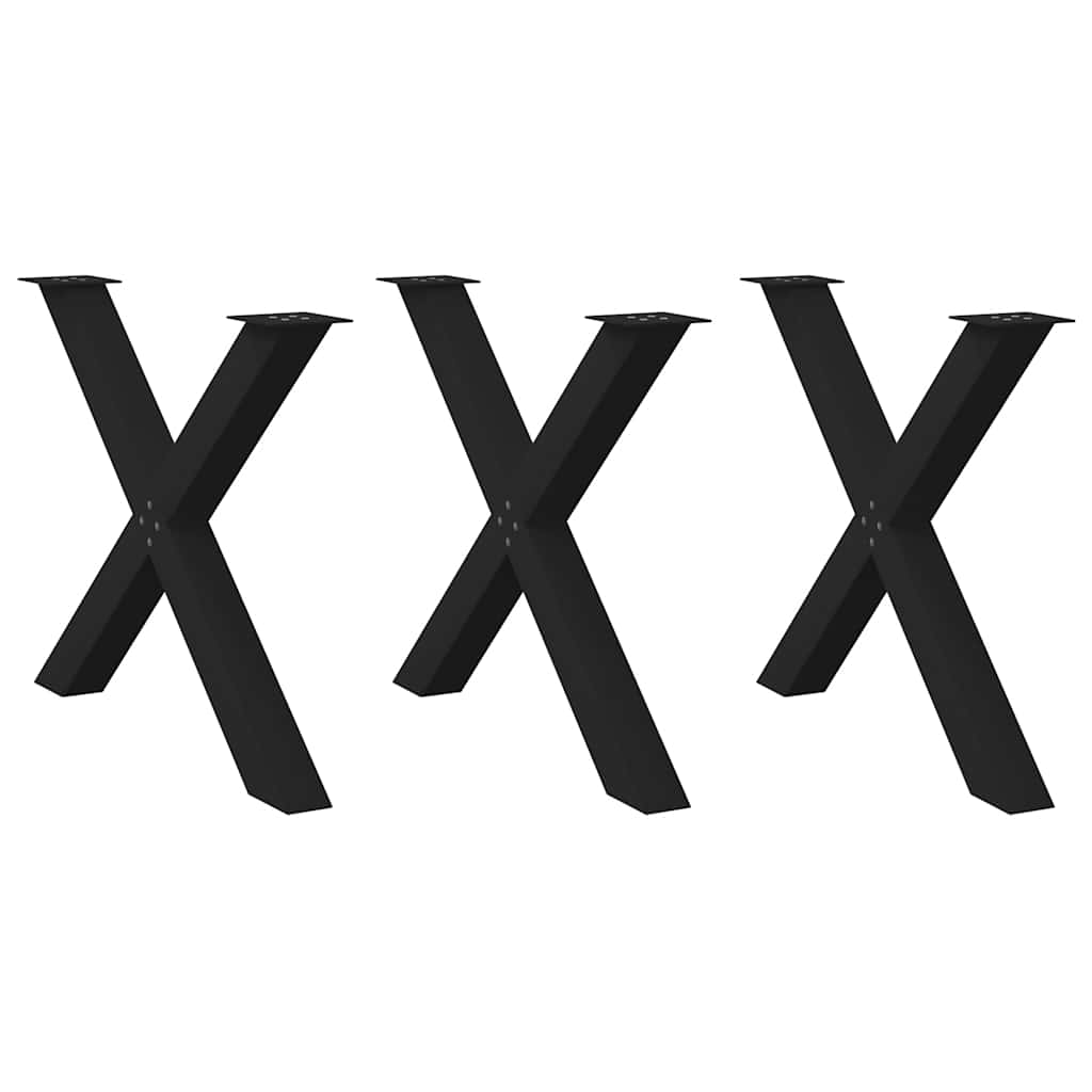 Esstischbeine X-Form, 3er Set, Schwarz