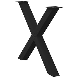 Esstischbeine X-Form, 3er Set, Schwarz