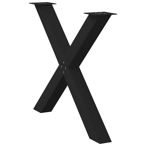 Esstischbeine X-Form, 3er Set, Schwarz