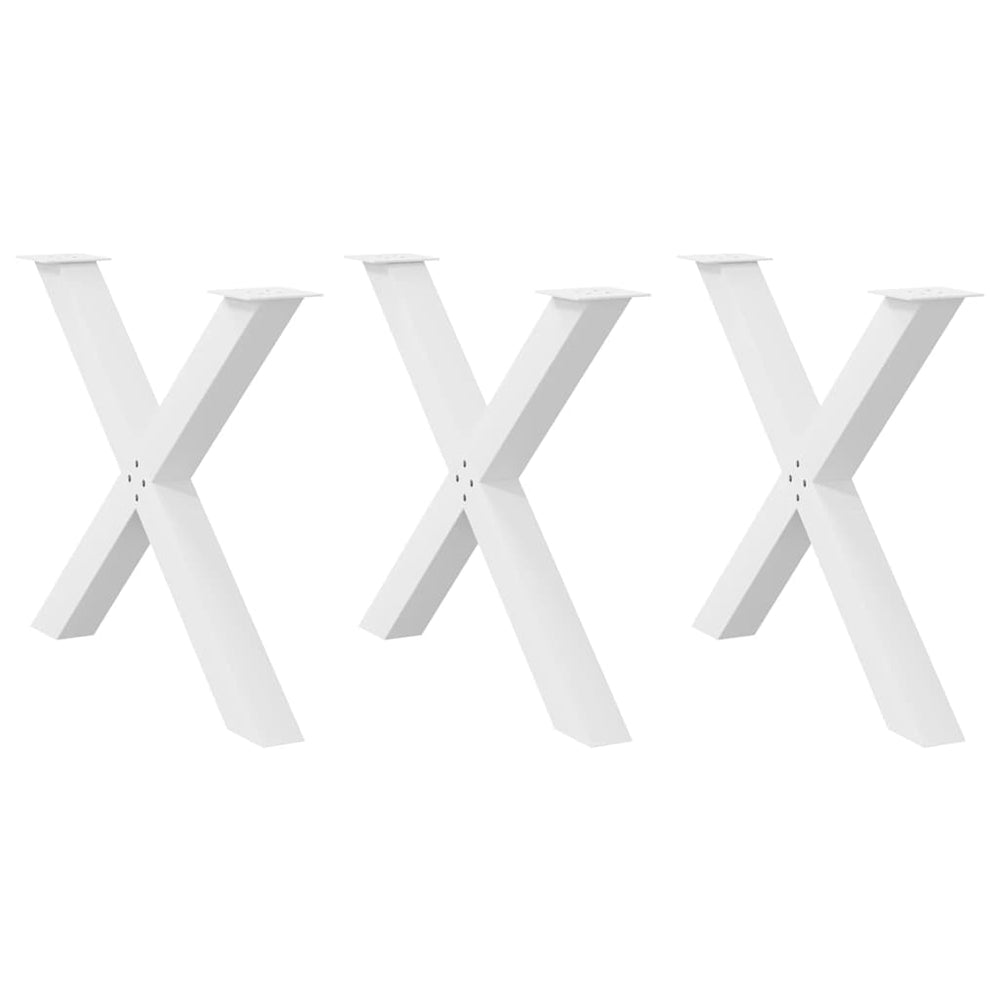 vidaXL Pieds de table à manger en forme de X 3 pcs Blanc 90x(72-73) cm Acier