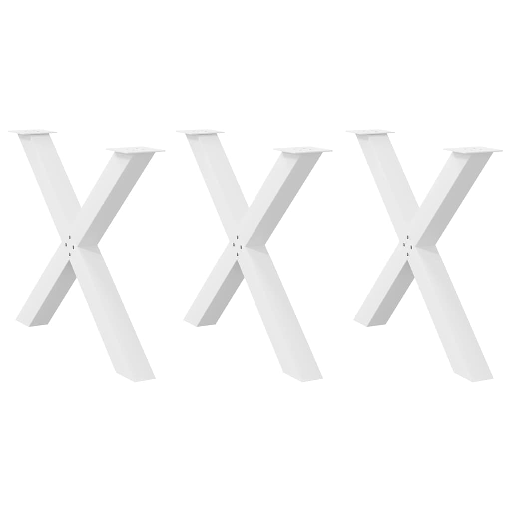 Esstischbeine X-Form Weiß, 3er Set