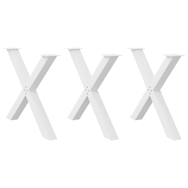 Esstischbeine X-Form Weiß, 3er Set