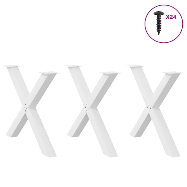 Esstischbeine X-Form Weiß, 3er Set