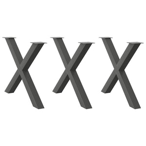 Esstischbeine X-Form 3er Set Anthrazit