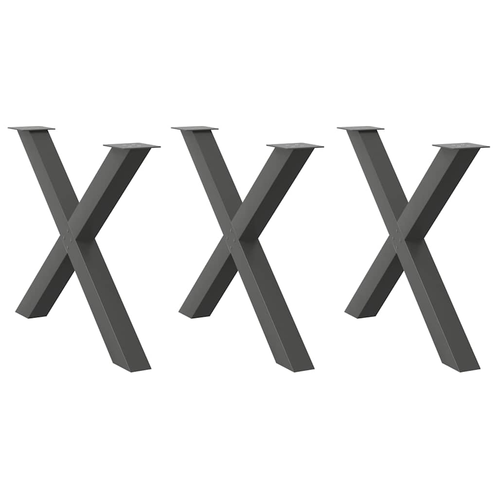 Esstischbeine X-Form 3er Set Anthrazit