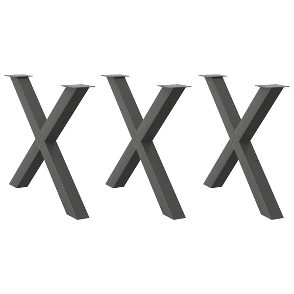 Esstischbeine X-Form 3er Set Anthrazit
