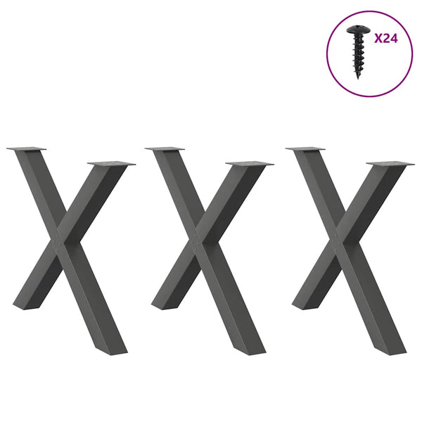 Esstischbeine X-Form 3er Set Anthrazit