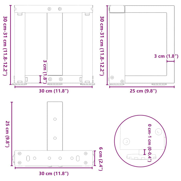 Couchtischbeine T-Form Anthrazit, 2er Set