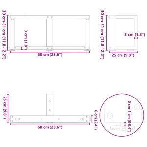 Couchtischbeine T-Form, Schwarz, 2er-Set