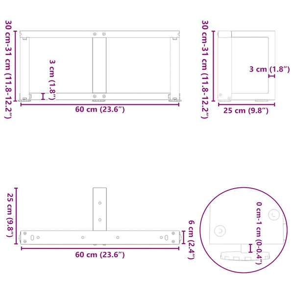 Couchtischbeine T-Form, Schwarz, 2er-Set