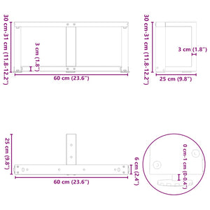 Couchtischbeine T-Form Anthrazit, 2er-Set