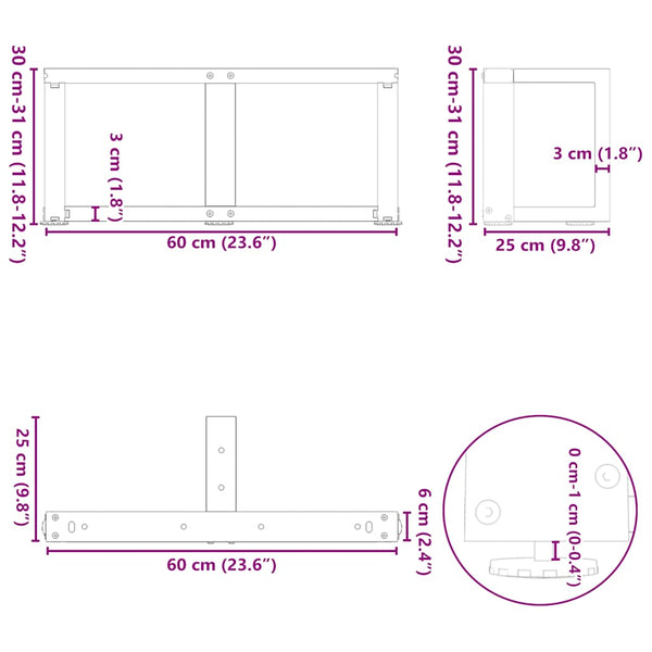 Couchtischbeine T-Form Anthrazit, 2er-Set