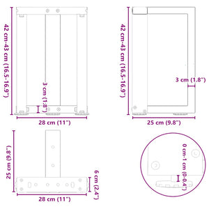 Weiße Couchtischbeine T-Form, 2er Set