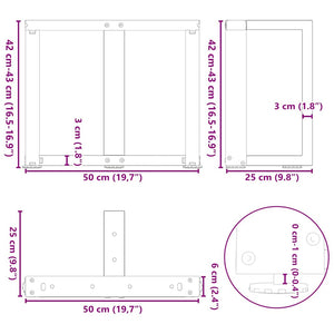 Couchtischbeine T-Form Schwarz, 2er Set