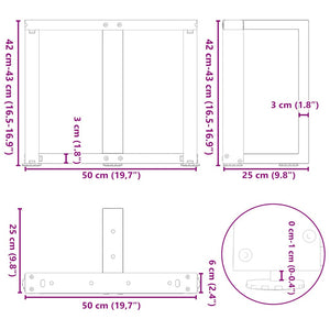 Couchtischbeine T-Form, Weiß, 2er Set