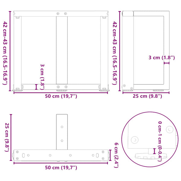 Couchtischbeine T-Form, Weiß, 2er Set