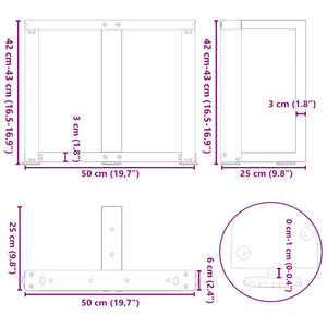 Couchtischbeine T-Form Anthrazit 2er Set