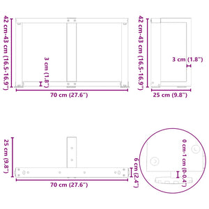 Couchtischbeine T-Form Anthrazit, 2er Set