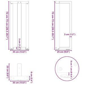 T-Form Konsolentischbeine, Schwarz, 2er-Set