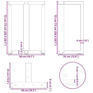Esstischbeine T-Form, 2er Set, Weiß