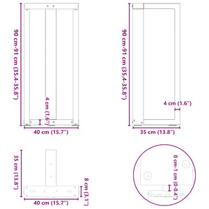 Bartischbeine T-Form, 2er Set, Naturstahl