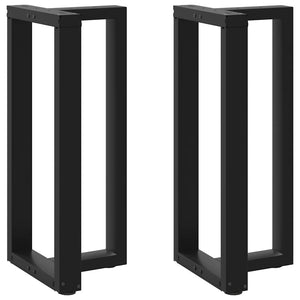 Bartischbeine T-Form, 2er Set, Schwarz, Stahl