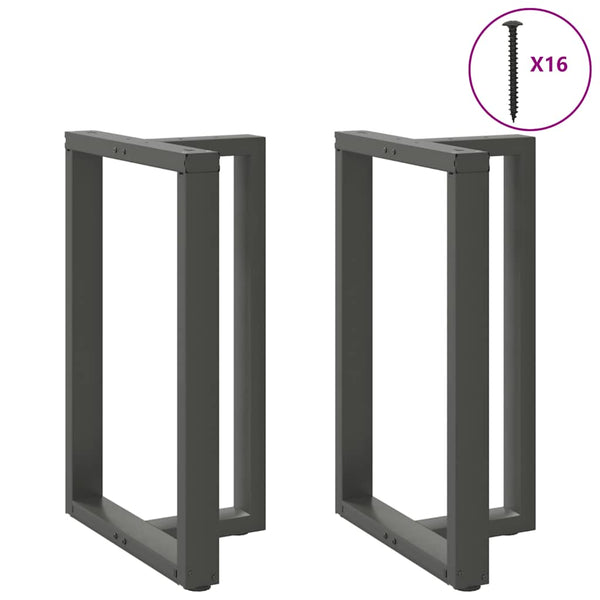 vidaXL Pieds de table de bar en T 2 pcs Anthracite 60x35x(90-91) cm Acier