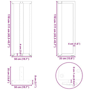 Stehtischbeine T-Form Anthrazit, 2er Set