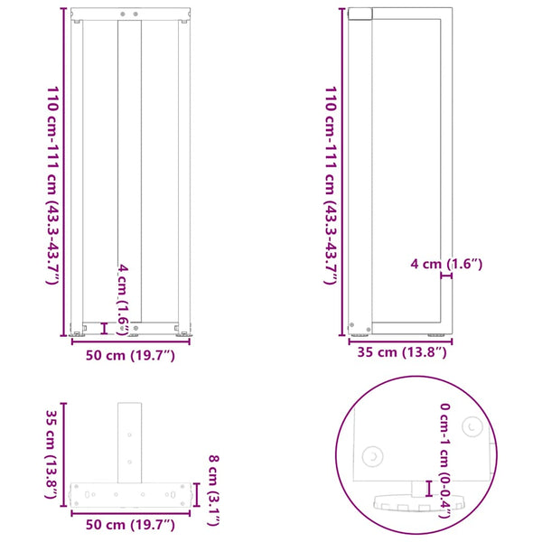 Stehtischbeine T-Form Anthrazit, 2er Set