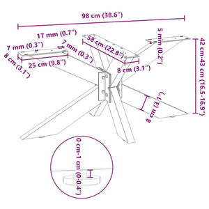 Spinnen Couchtischbein Anthrazit Stahl