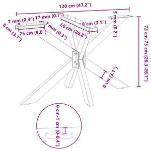 Esstischbein Spinnenform Naturstahl