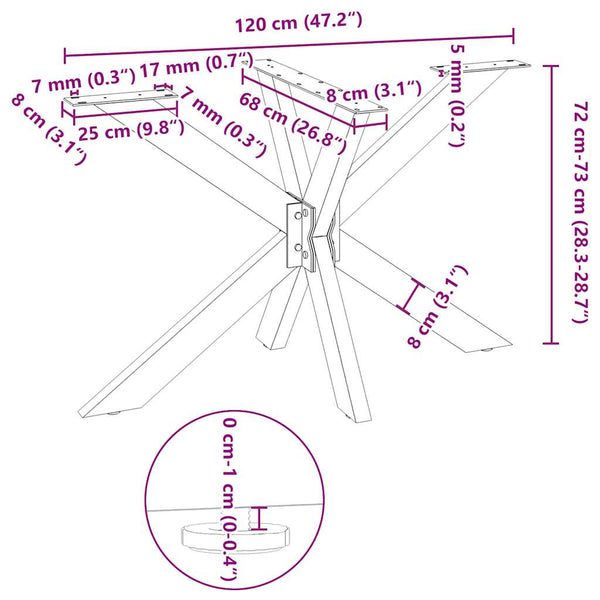 Esstischbein Spinnenform Naturstahl