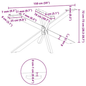 Esstischbein Spinnenform Weiß Stahl