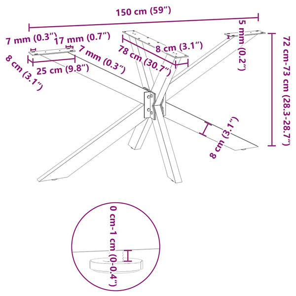 Esstischbein Spinnenform Weiß Stahl