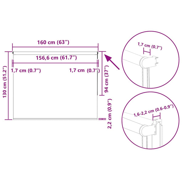 Verdunkelungsrollo Kaffeebraun 160x130cm