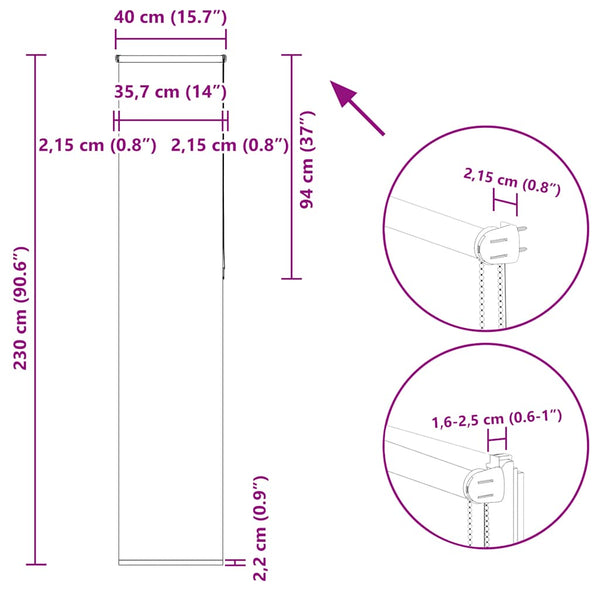 Kaffeebraunes Verdunkelungsrollo 40x230 cm