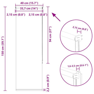 Verdunkelungsrollo Grau 40x150cm