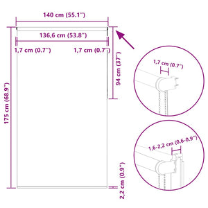 Verdunkelungsrollo Grau 140x175 cm