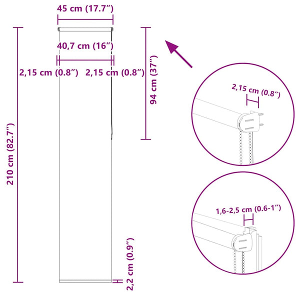 Graues Verdunkelungsrollo 45x210 cm