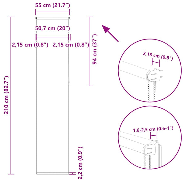 Graues Verdunkelungsrollo 55x210 cm
