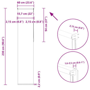Graues Verdunkelungsrollo 60x230cm