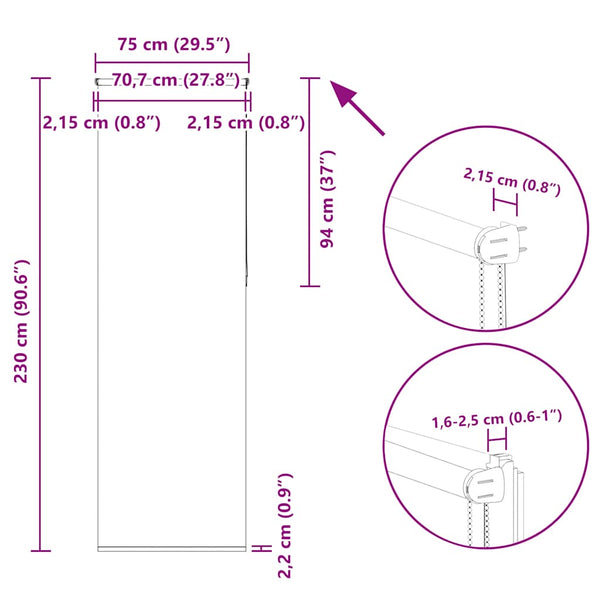 Grünes Verdunkelungsrollo 75x230 cm