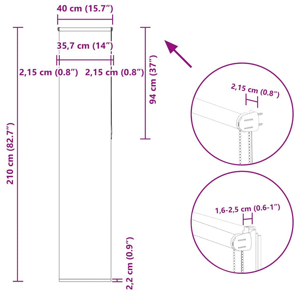 Verdunkelungsrollo Weiß 40x210cm